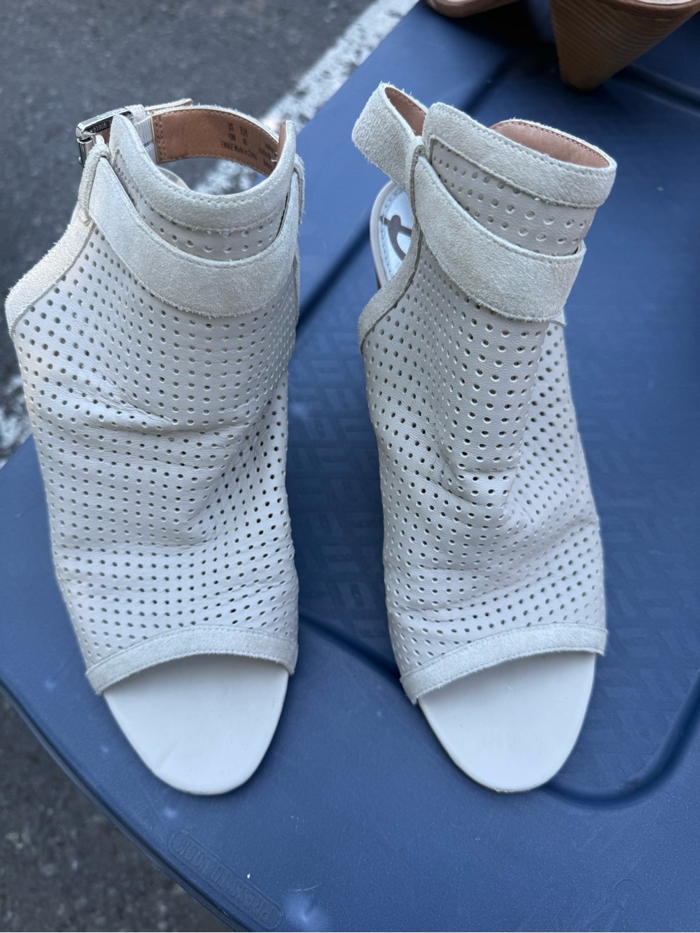 Sam Edelman Light Cream Perforated Open-Toe Ankle Booties
